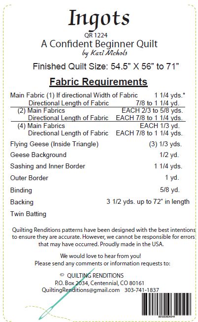 Ingots PDF Quilt Pattern by Quilting Renditions