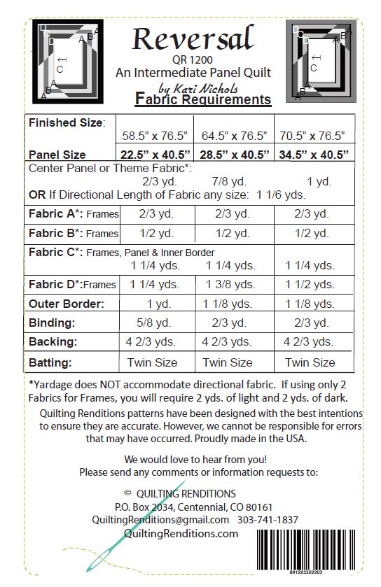 Reversal PDF Download Panel Quilt Pattern by Quilting Renditions