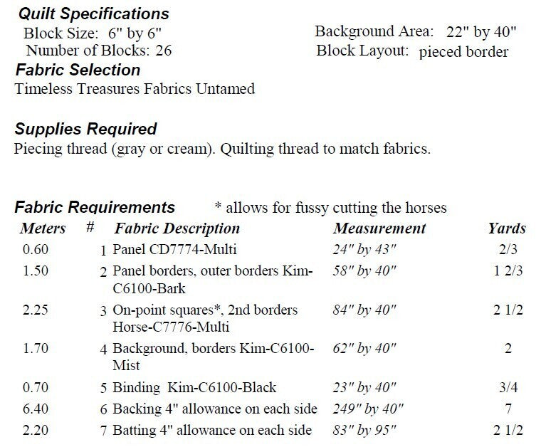 Untamed Horses PDF Quilt Pattern by Castilleja Cotton