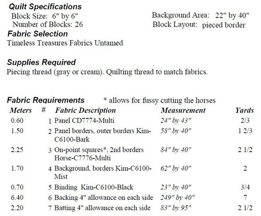 Untamed Horses PDF Quilt Pattern by Castilleja Cotton