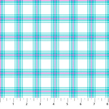 Piccadilly - White Teal Multi color plaid **Clearance