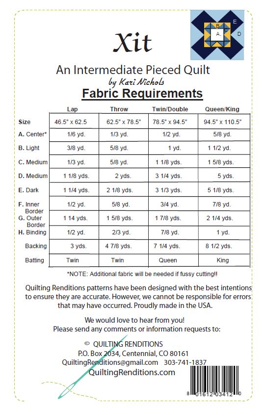 Xit PDF Download Quilt Pattern by Quilting Renditions