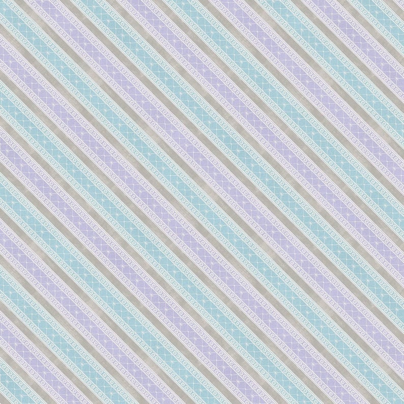 Butterfly Haven - Diagonal Stripe - Grey/Purple -  Cotton Fabric *