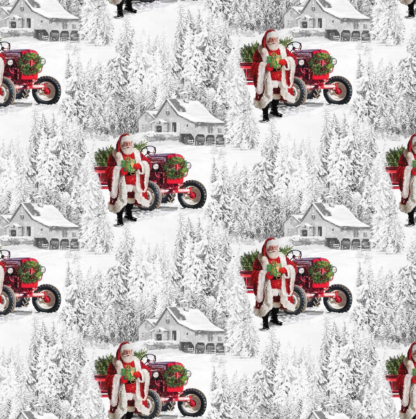 Here Comes Santa Tractor fabric *