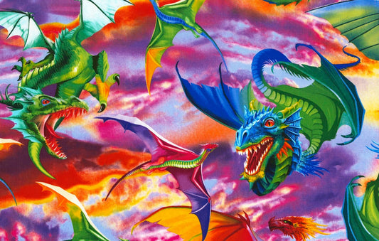 Don't Wake the Dragon Cotton Fabric *