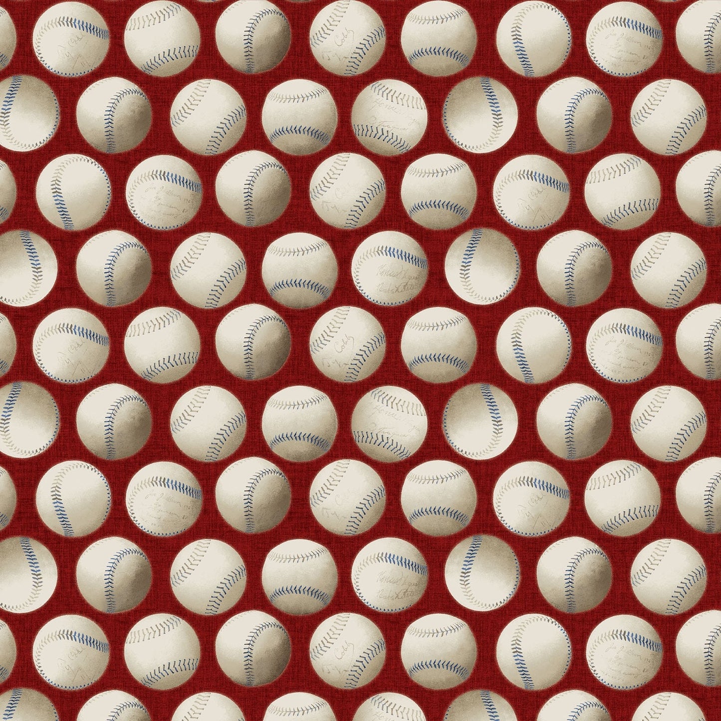 Game Time - Baseballs on Red Fabric *