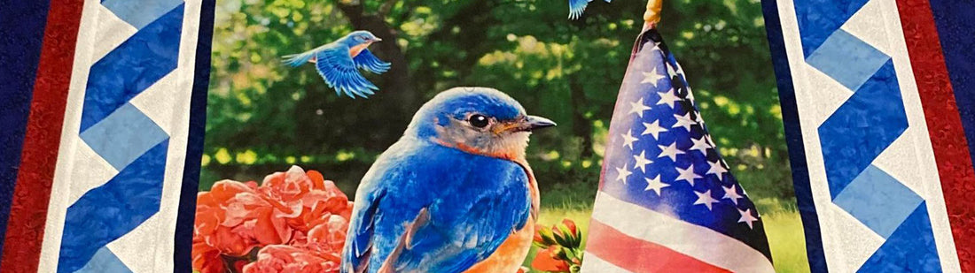 Bluebirds and American Flag