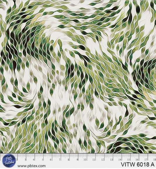 Vitality 108" Green Harmonious Strokes Wideback Cotton Fabric