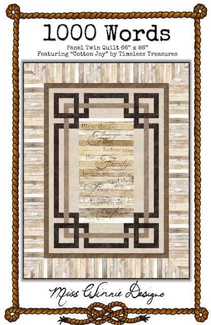1000 Words Panel Quilt Pattern by Miss Winnie Designs