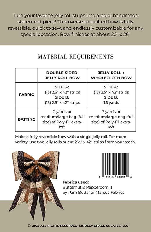 The Big Giant Quilted Jelly Roll Bow Pattern