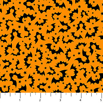 Orange and Black Bat, Beggars Night Buddies Cotton Fabric by Patrick Lose *