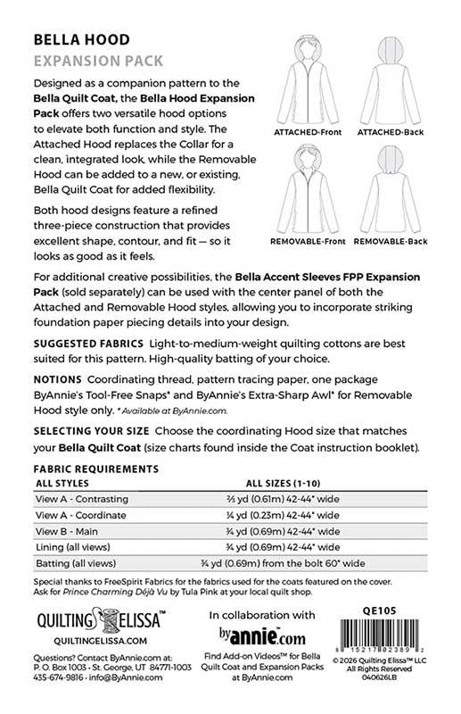 Bella Hood- Expansion Pack for Bella Quilted Coat