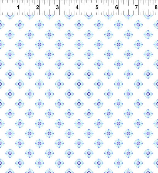 Dragon Friends - Blue Geometric Shapes Cotton Fabric