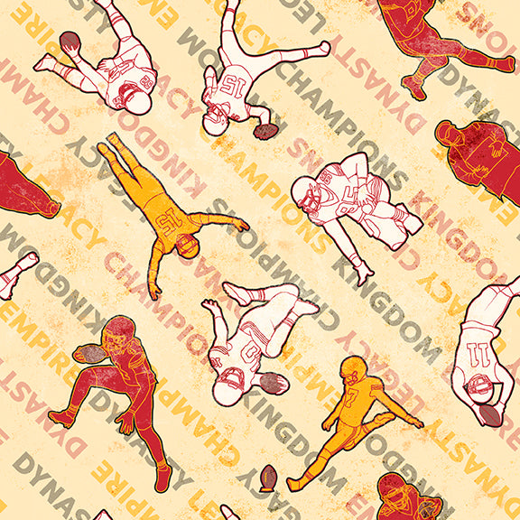 KC Chiefs Football Dynasty Cotton Quilting Fabric by Paint Brush Studios