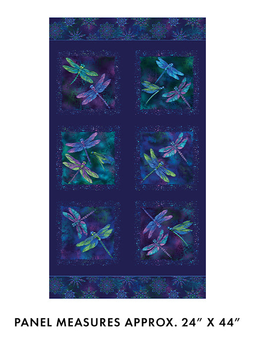 On Dragonfly Wings Fabric Panel by Ann Lauer for Benartex