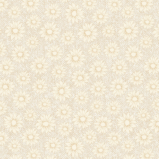 Pressed Cream Sunflowers from the Sunflower Days Collection by Cheryl Haynes for Benartex