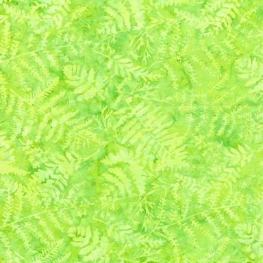 Lime Ferns Batik Fabric