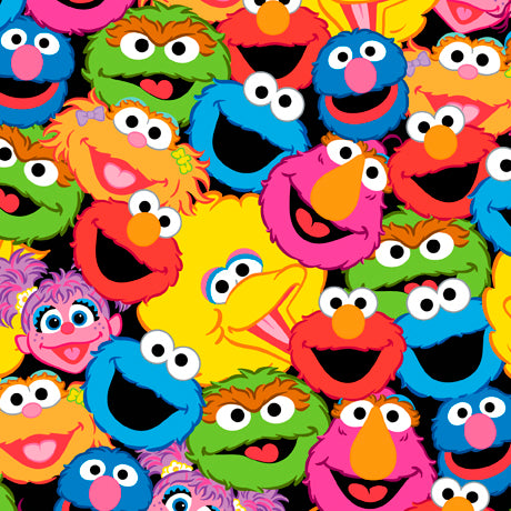Sesame Street Packed Characters Cotton Fabric