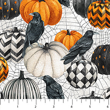 Spellbound Halloween White Background Cotton Fabric