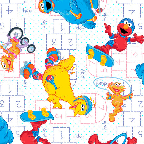 Sesame Street Friends Hopscotch Cotton Fabric *