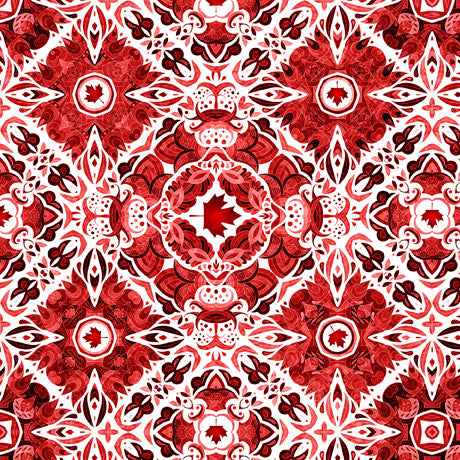 The Great White North, Maple Leaf Medallion Canada Cotton Fabric *
