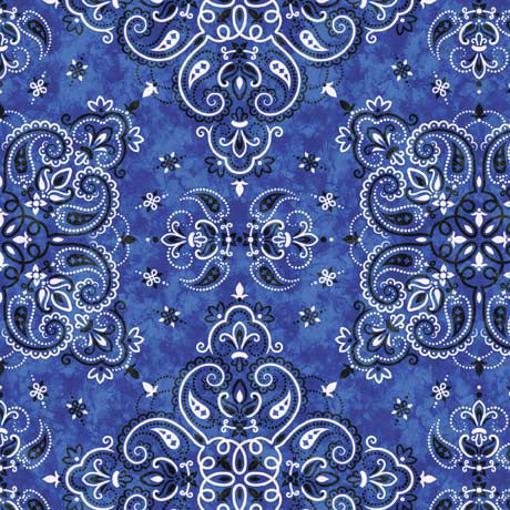 Cowboy Up Bandana Blue Fabric *