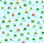 Frog Heads and Pods Cotton Fabric, Froggy Pond *