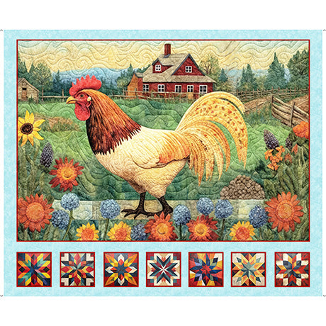 Heartland Rooster / Chicken Panel by Quilting Treasures #18 **