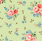 Bella Rosa Nosegay Floral Light Green Cotton Fabric