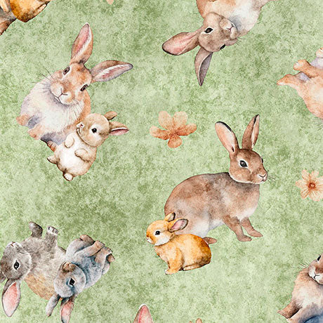 Hunny Bunny Rabbits Cotton Fabric