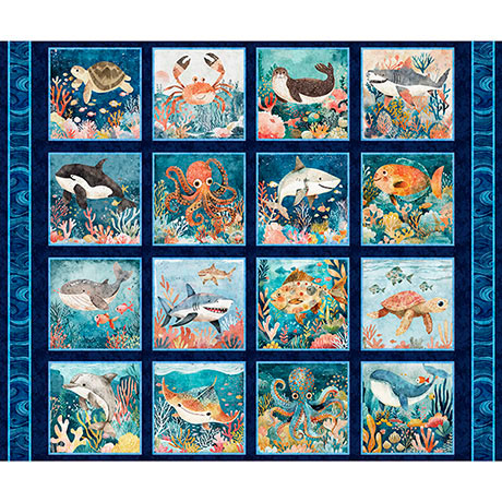 Deep Sea Dazzle Undersea Picture Patches Fabric Panel by QT Fabrics