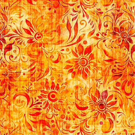 Oasis Medallian Blender Papaya cotton fabric