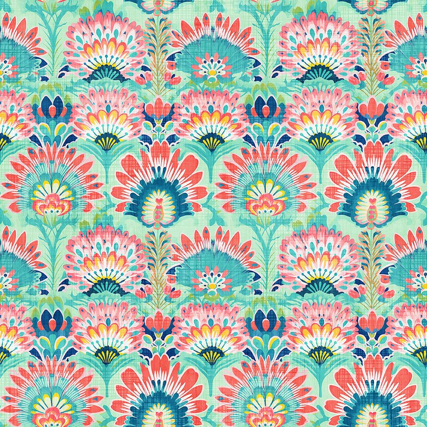 Arched Floral in Sprearment, Cotton Fabric
