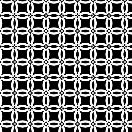 Garden at Twilight, Geo Loop, White on Black Cotton Fabric