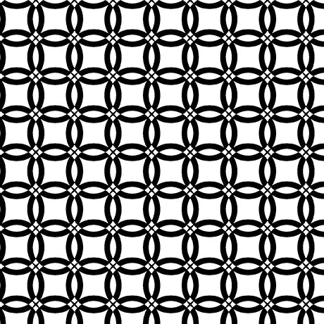 Garden at Twilight, Geo Loop, Black on White Cotton Fabric