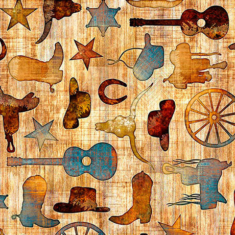 Born to Run Western Motifs Cotton Fabric