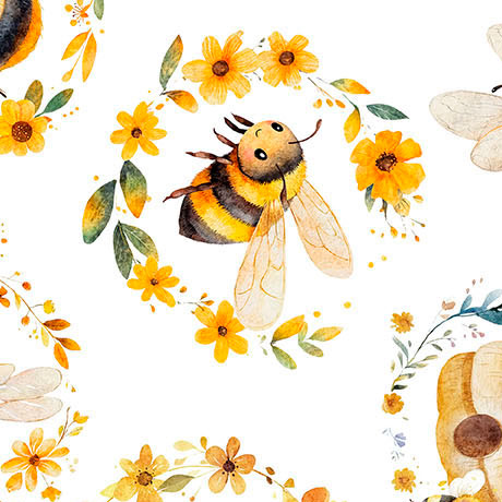 Buzz Buzz Buzz Bees and Beehives Cotton Fabric
