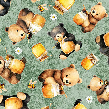 Buzz Buzz Buzz Bears and Honey Cotton Fabric