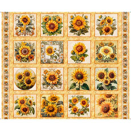 Sunflower Serenade Picture Patches Fabric Panel by QT Fabrics