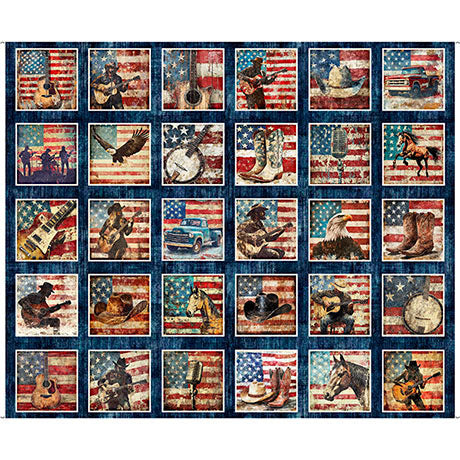 American Country Picture Patch Fabric Panel