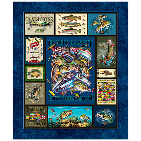 The Lure of Fishing Fabric Panel