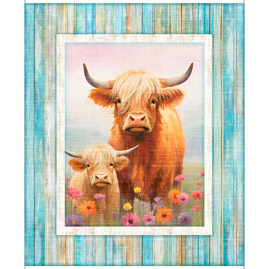 Udderly Adorable- Highland Cow Fabric Panel #31