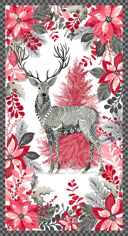 Holiday Style Christmas Deer Holiday Fabric Panel