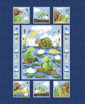 Paul the Frog and Sheldon the Turtle Cotton Fabric Panel by Susybee #16