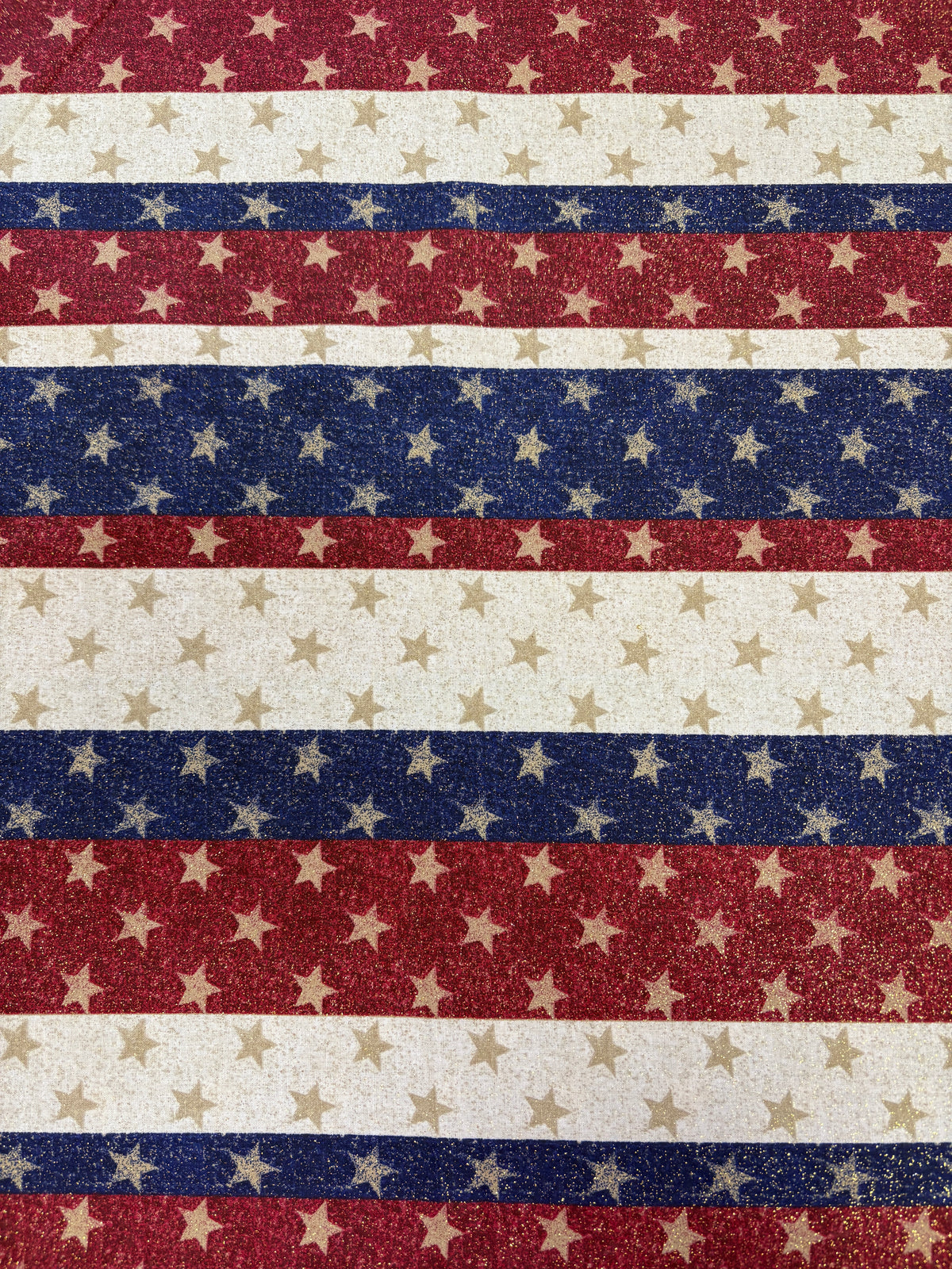Americana Stars and Stripes Metallic Cotton Fabric