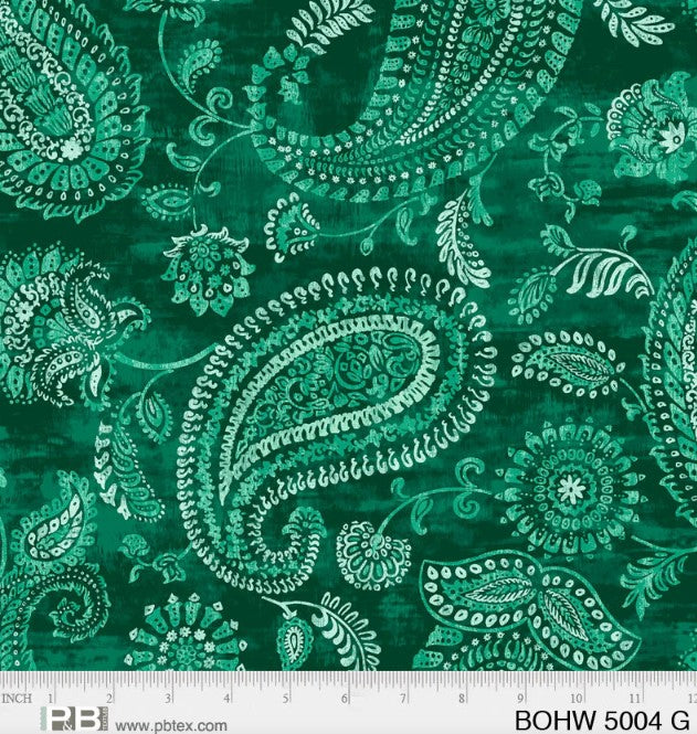 Green Bohemia Paisley Allover Elizabeth 108" Wideback Fabric