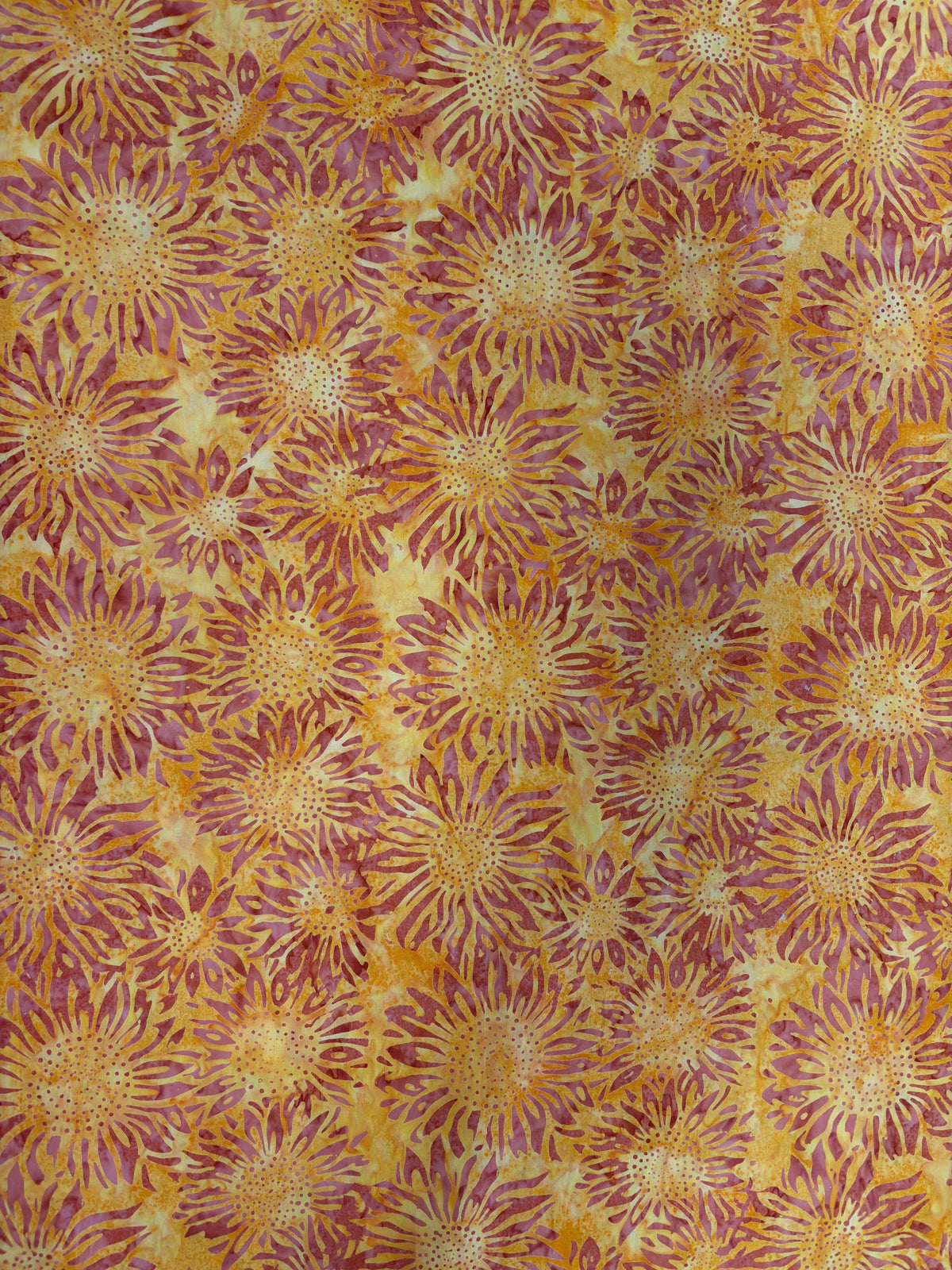 Yellow / Orange Sunflowers Batik Cotton Fabric