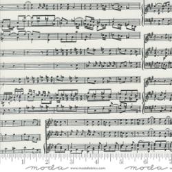 Sable Swan Musical Notes Porcelain cotton fabric by Moda