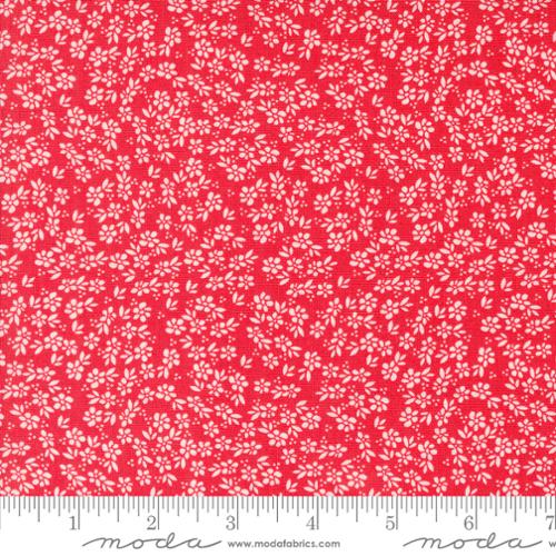 Laguna Sunrise Geranium Small Floral Red background, white floral 37685 16 Cotton Fabric by Sherri & Chelsi for Moda *