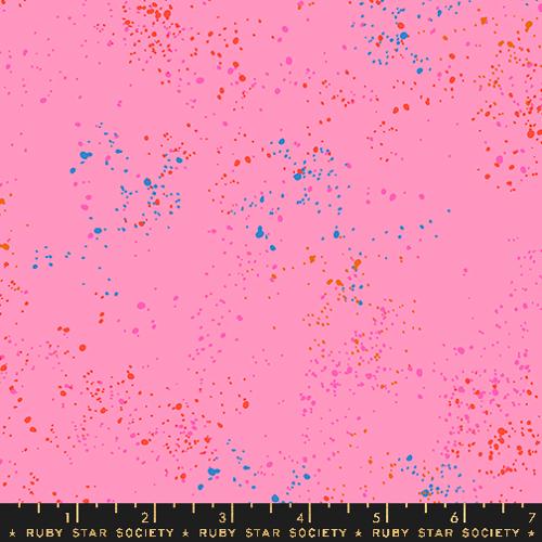 Basics Blender Paint Splatter Flecks Flamingo Cotton Fabric by Ruby Star